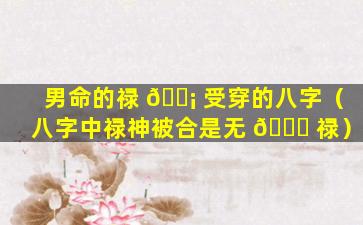 男命的禄 🐡 受穿的八字（八字中禄神被合是无 🐟 禄）